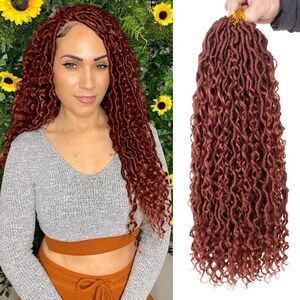 Ginger Goddess Locs Crochet Hair‎ 24 Inch Boho Faux Locs, 8Packs River Locs